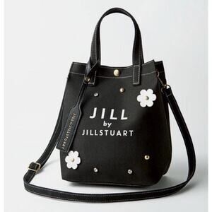 Jill Stuart Mini Canvas 2-Way Boat Tote, Black & White Floral Studs Crossbody
